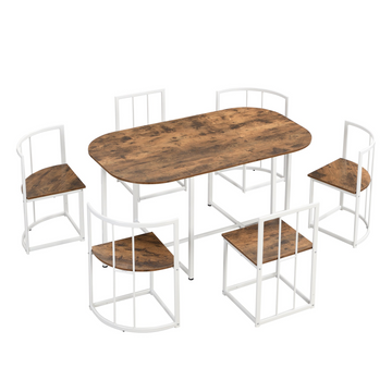 7-Piece White Dining Table Set