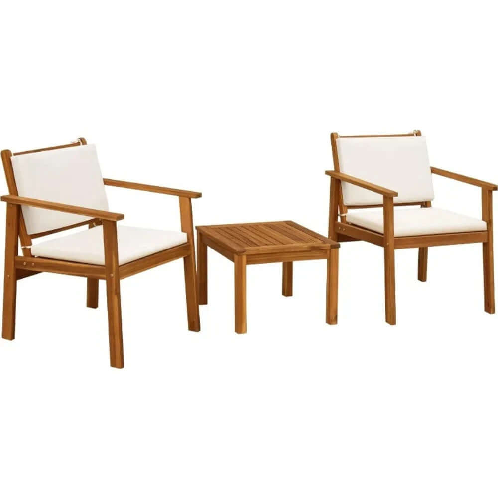 The 3 piece acacia wood patio table & chairs.